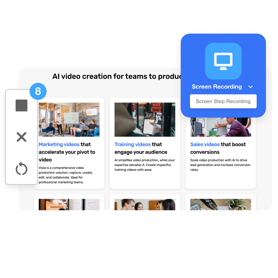 Capture your process in Visla with the Screen Step Recorder for customer support FAQ videos